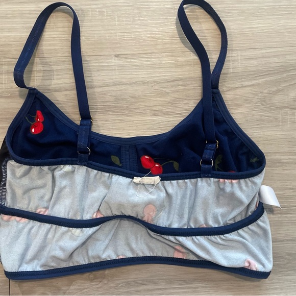 Cameo blue with red cherries novelty bralette small - Picture 8 of 8